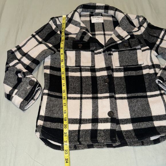 Old Navy Plaid Textured Shacket for Girls Size Large (10/12) Black & White - Picture 5 of 10